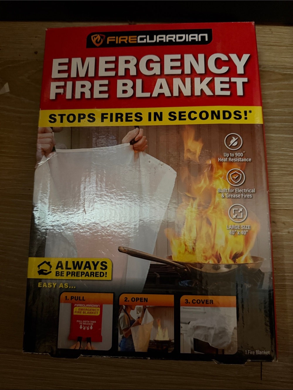 FireGuardian Emergency Fire Blanket - Red & Yellow Packaging